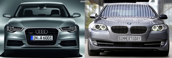 Audi-A6-C7-BMW-5er-F10-Bildvergleich-Front Audi-A6-C7-BMW-5er-F10-Bildvergleich-Front