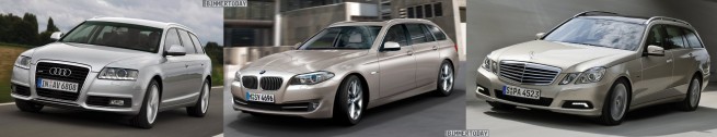 BMW-5er-Touring-F11-Audi-A6-Avant-Mercedes-E-Klasse-T-Modell-Front-schraeg