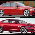 Bild-Vergleich: Jaguar XE 2015 trifft BMW 3er F30 Limousine