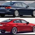 Bild-Vergleich: Jaguar XE 2015 trifft BMW 3er F30 Limousine