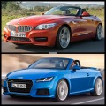 Bild-Vergleich: Audi TT Roadster 2015 vs. BMW Z4 Roadster E89 Bild-Vergleich: Audi TT Roadster 2015 vs. BMW Z4 Roadster E89