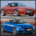 Bild-Vergleich: Audi TT Roadster 2015 vs. BMW Z4 Roadster E89 Bild-Vergleich: Audi TT Roadster 2015 vs. BMW Z4 Roadster E89