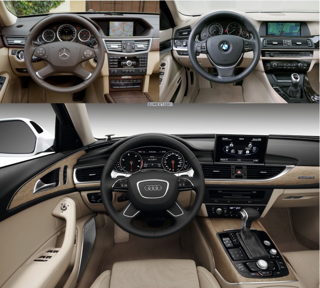 Bildvergleich-Audi-A6-Avant-BMW-5er-Touring-Mercedes-E-Klasse-T-Modell-Interieur