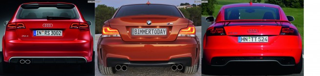 Bildvergleich-Audi-RS3-BMW-1er-M-Audi-TT-RS-Heck Bildvergleich-Audi-RS3-BMW-1er-M-Audi-TT-RS-Heck