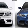 Bildvergleich-BMW-M3-E92-Mercedes-C63-AMG-Coupé-Front