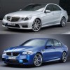 Bildvergleich-BMW-M5-F10-Mercedes-E63-AMG-Front