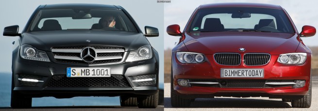 Mercedes-C-Klasse-Coupé-BMW-3er-Coupé-Bildvergleich-Front